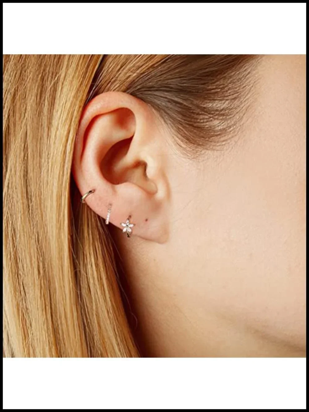 Dainty Butterfly Cross CZ Small Huggie Hoop Earrings 14K Gold Plated